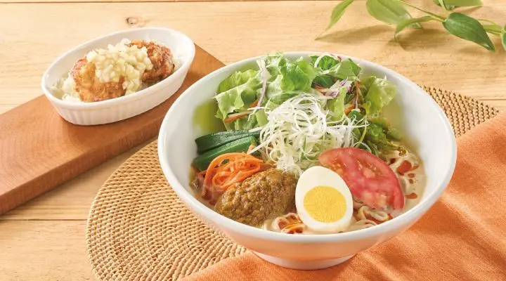 <Inaniwa Udon> Cold Soy Milk Dandan Udon with Curry & Sansho Chili Oil + Fried Chicken with Savory Salt & Green Onion Sauce