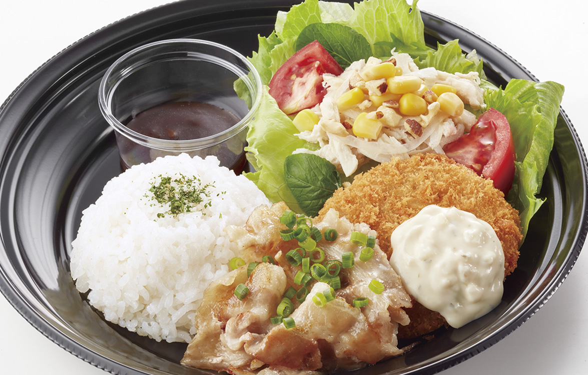 Friday Cafe Plate Lunch: Grilled Shabu-shabu, Potato Croquette & Steamed Chicken Salad