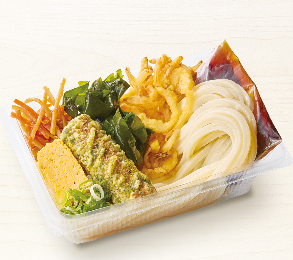 Classic Udon Bento with 2 Tempura Varieties and Side Dishes
